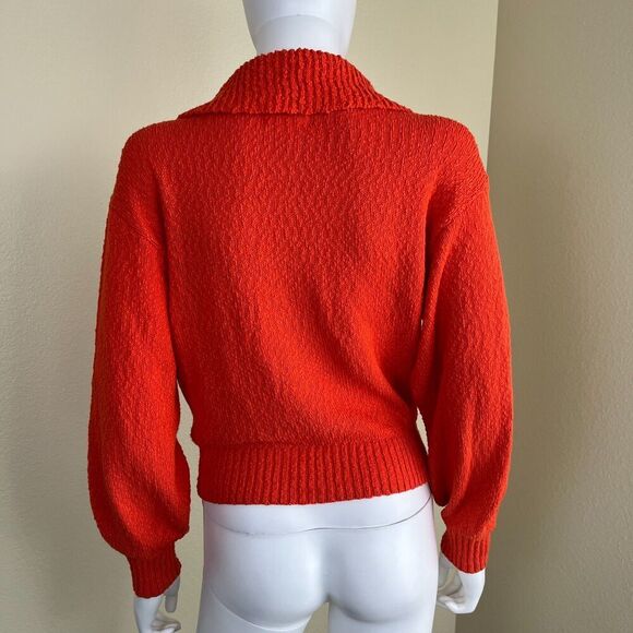 Maeve Women's Size XS Orange Slub Cotton knit Peter Pan Collared Sweater Preppy - Picture 7 of 16